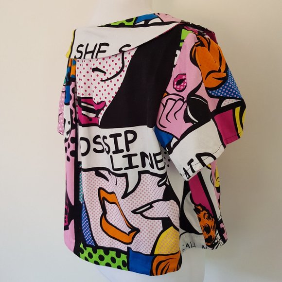 Unique Handmade Button Through Cartoon Short Crop Blouse Top Cosplay Relaxed Fit - Picture 8 of 12